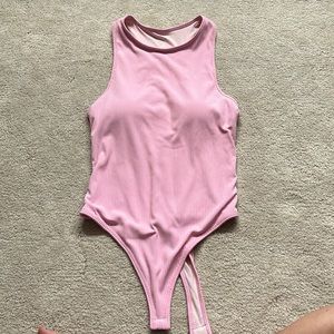 Klassy Network High-Neck Bramisuit (Bodysuit) with Removable Pads - Medium, Pink